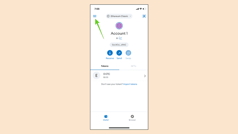 Open MetaMask mobile app. Open MetaMask mobile app.